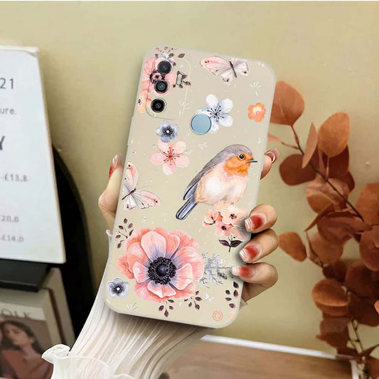 Oppo A53s Cover - Off White - D1 - ONation Nature Floral Series - HQ Liquid Silicone Soft Case