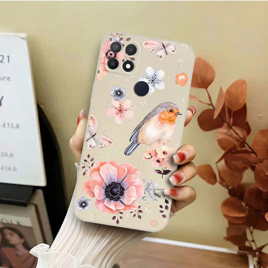 Oppo A36 Cover - Off White - D1 - ONation Nature Floral Series - HQ Liquid Silicone Soft Case