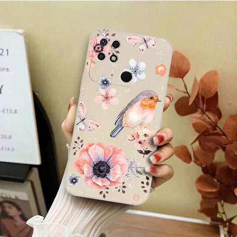Xiaomi Redmi 10X 4G Cover - Off White - D1 - ONation Nature Floral Series - HQ Liquid Silicone Soft Case
