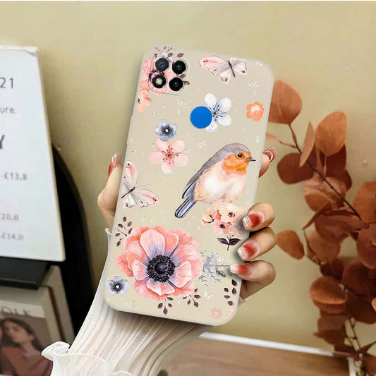 Xiaomi Redmi 10C Cover - Off White - D1 - ONation Nature Floral Series - HQ Liquid Silicone Soft Case