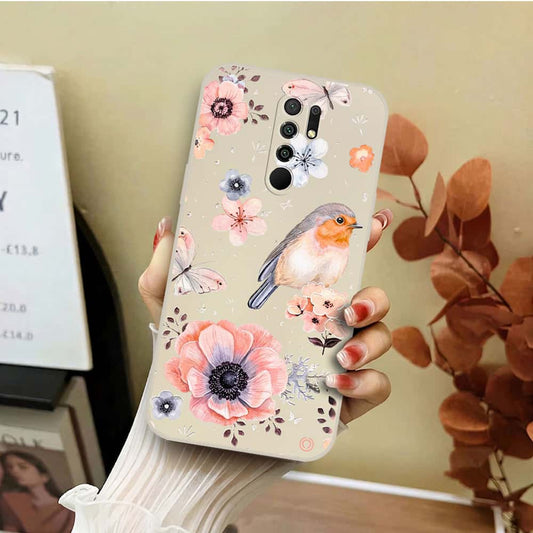 Xiaomi Redmi 9C Cover - Off White - D1 - ONation Nature Floral Series - HQ Liquid Silicone Soft Case