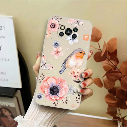 Xiaomi Poco X3 Pro Cover - Off White - D1 - ONation Nature Floral Series - HQ Liquid Silicone Soft Case