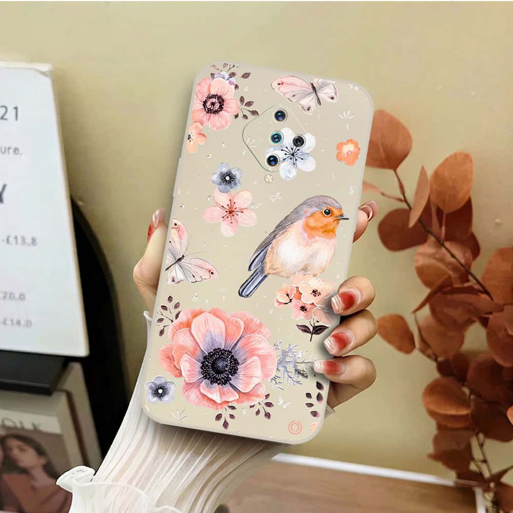 Xiaomi Mi 11 Lite Cover - Off White - D1 - ONation Nature Floral Series - HQ Liquid Silicone Soft Case