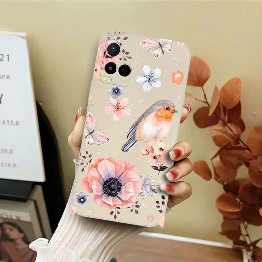 Vivo Y33t Cover - Off White - D1 - ONation Nature Floral Series - HQ Liquid Silicone Soft Case