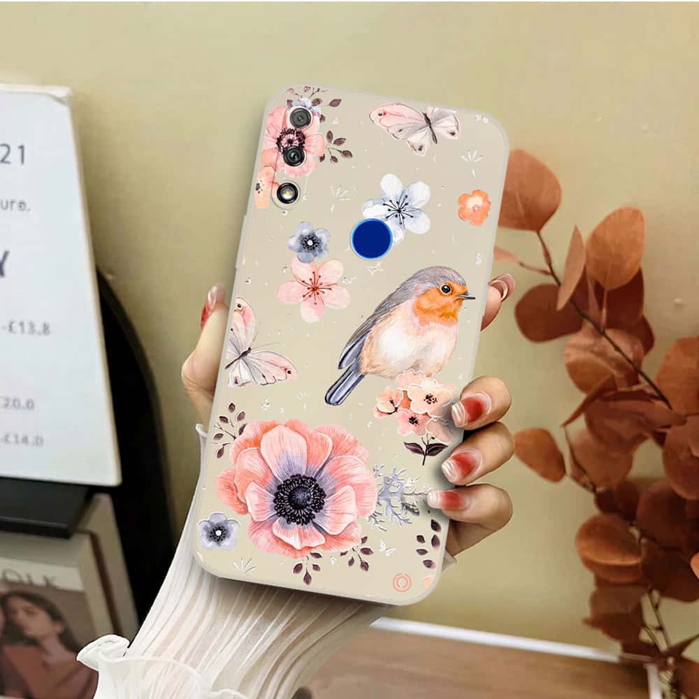 Honor 9X Cover - Off White - D1 - ONation Nature Floral Series - HQ Liquid Silicone Soft Case