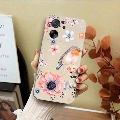 Xiaomi Redmi K60 Ultra Cover - Off White - D1 - ONation Nature Floral Series - HQ Liquid Silicone Soft Case
