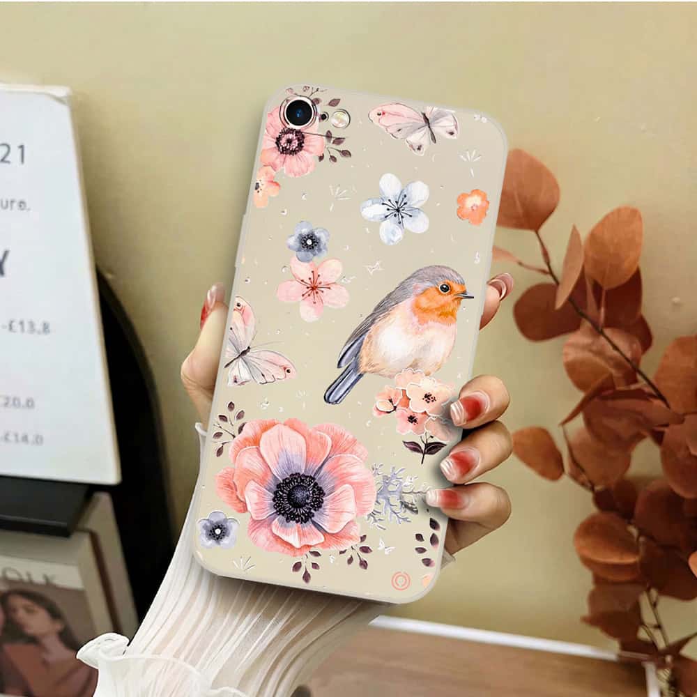 iPhone 6s Plus / 6 Plus Cover - Off White - D1 - ONation Nature Floral Series - HQ Liquid Silicone Soft Case