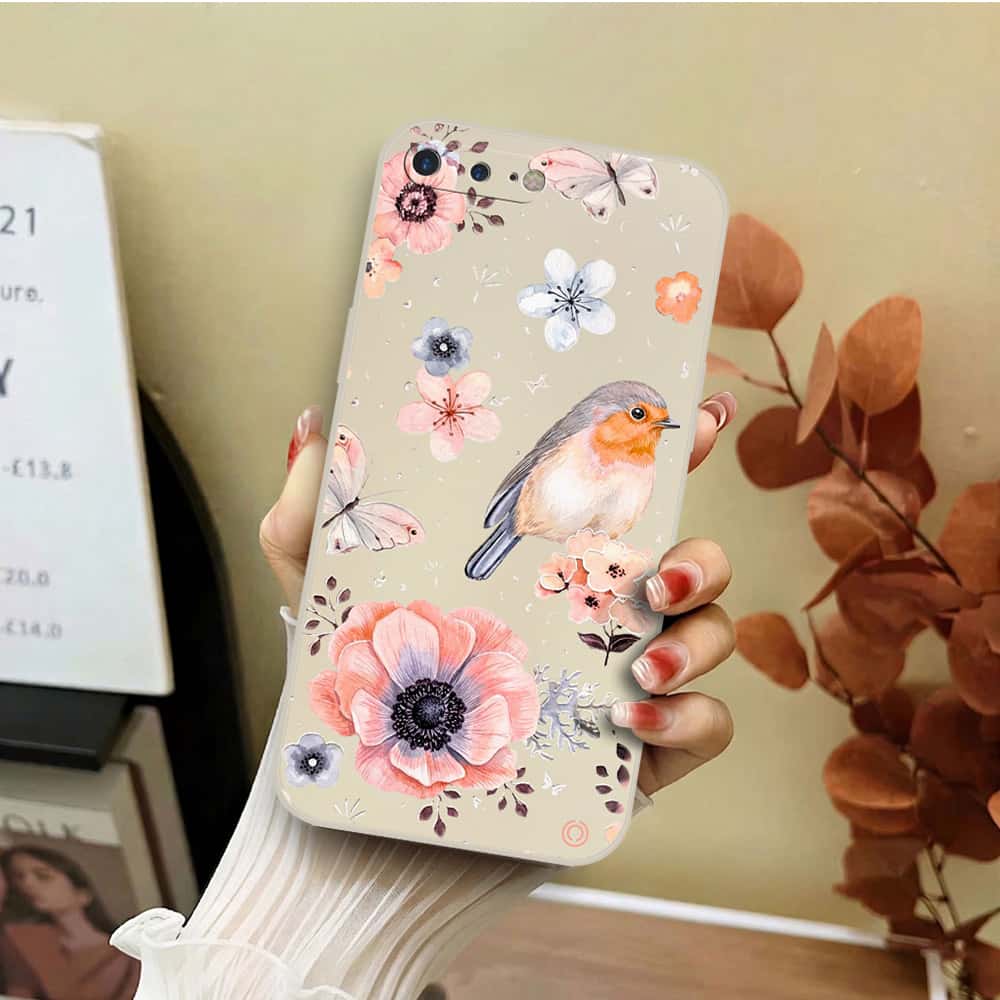 iPhone 8 Plus / 7 Plus Cover - Off White - D1 - ONation Nature Floral Series - HQ Liquid Silicone Soft Case