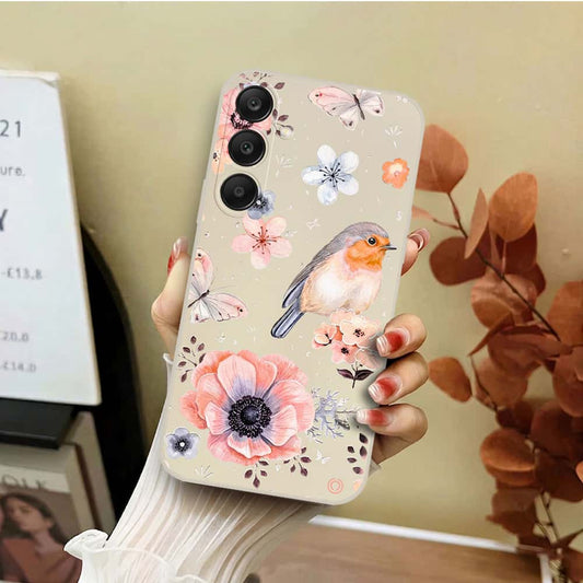 Samsung Galaxy S24 Plus Cover - Off White - D1 - ONation Nature Floral Series - HQ Liquid Silicone Soft Case