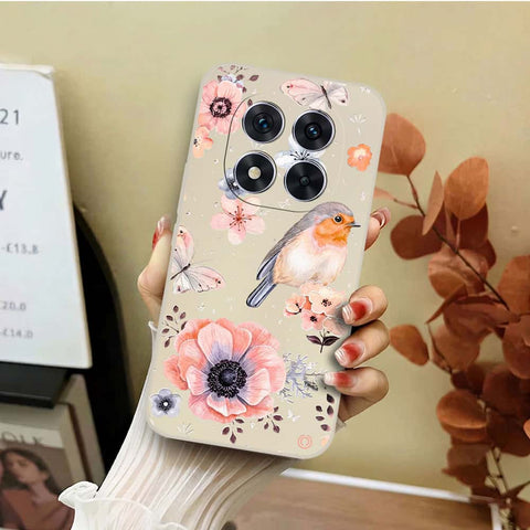 Xiaomi Redmi Note 14 Pro Plus 5G Cover - Off White - D1 - ONation Nature Floral Series - HQ Liquid Silicone Soft Case