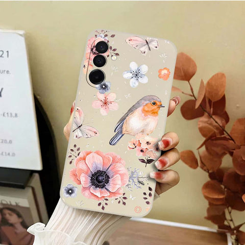 Samsung Galaxy M17 Cover - Off White - D1 - ONation Nature Floral Series - HQ Liquid Silicone Soft Case