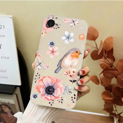 iPhone 16e Cover - Off White - D1 - ONation Nature Floral Series - HQ Liquid Silicone Soft Case