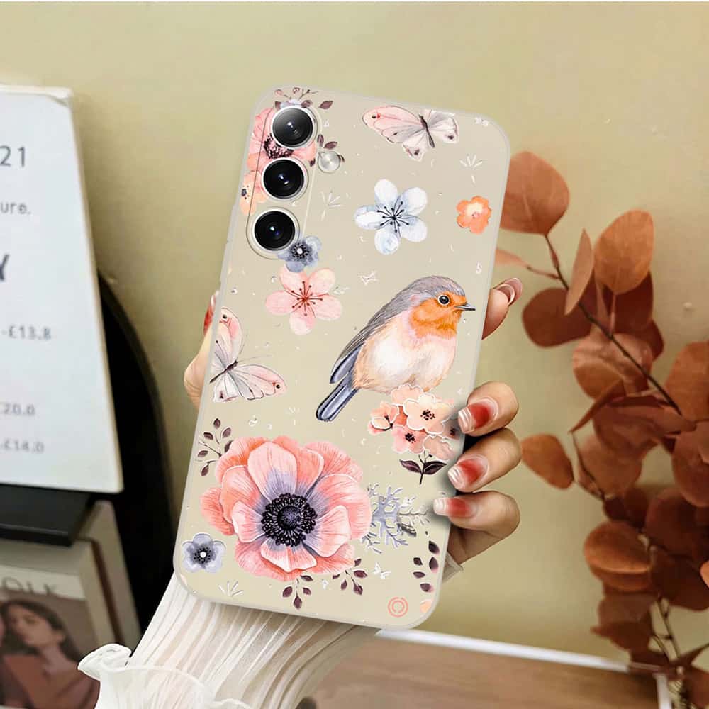 Samsung Galaxy S26 Cover - Off White - D1 - ONation Nature Floral Series - HQ Liquid Silicone Soft Case