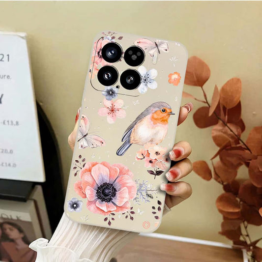 Xiaomi 15 Cover - Off White - D1 - ONation Nature Floral Series - HQ Liquid Silicone Soft Case