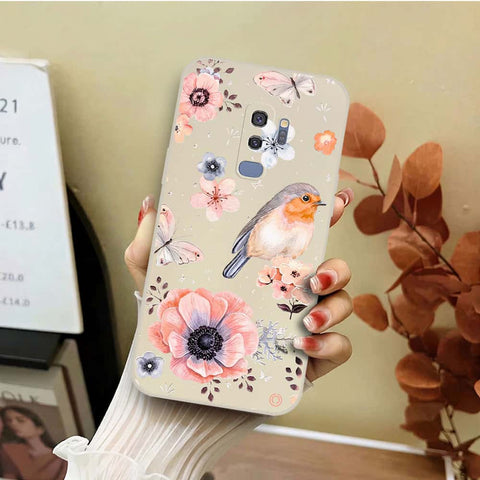 Samsung Galaxy S9 Plus Cover - Off White - D1 - ONation Nature Floral Series - HQ Liquid Silicone Soft Case