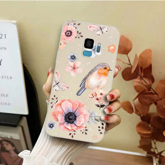 Samsung Galaxy S9 Cover - Off White - D1 - ONation Nature Floral Series - HQ Liquid Silicone Soft Case