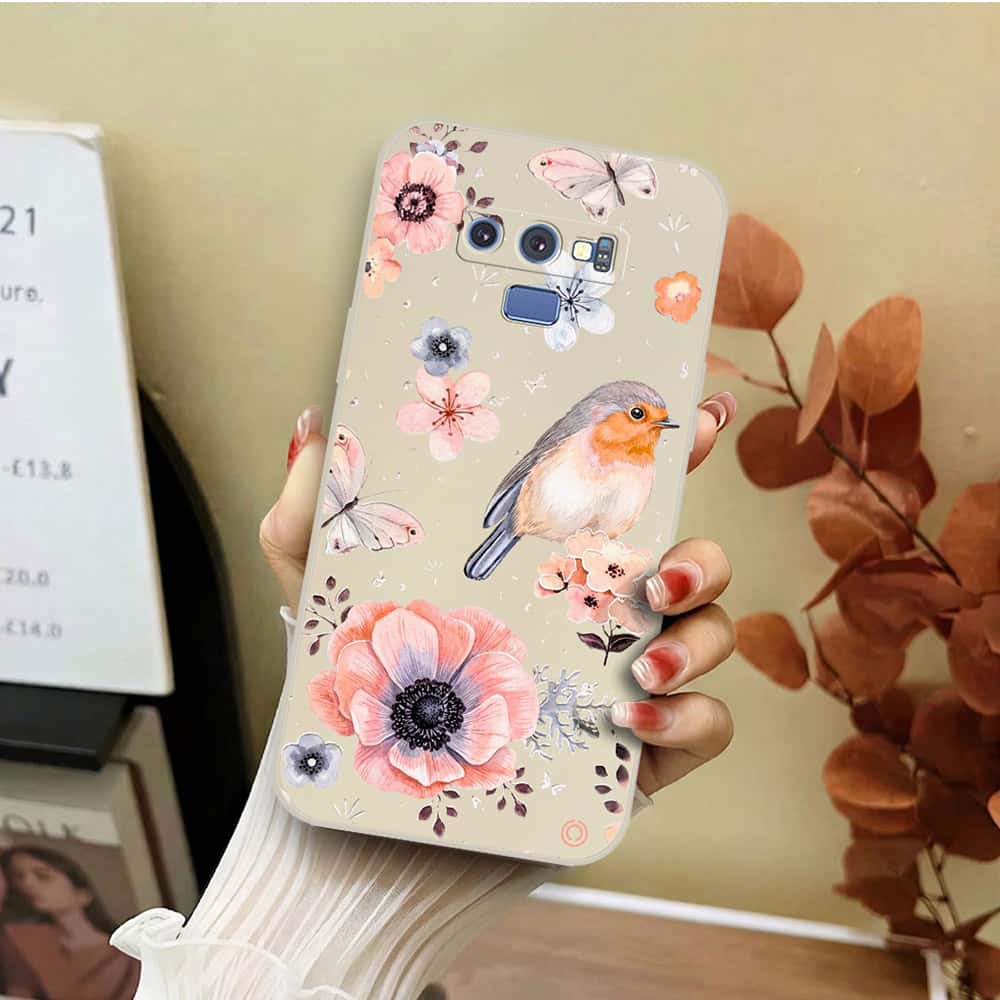 Samsung Galaxy Note 9 Cover - Off White - D1 - ONation Nature Floral Series - HQ Liquid Silicone Soft Case