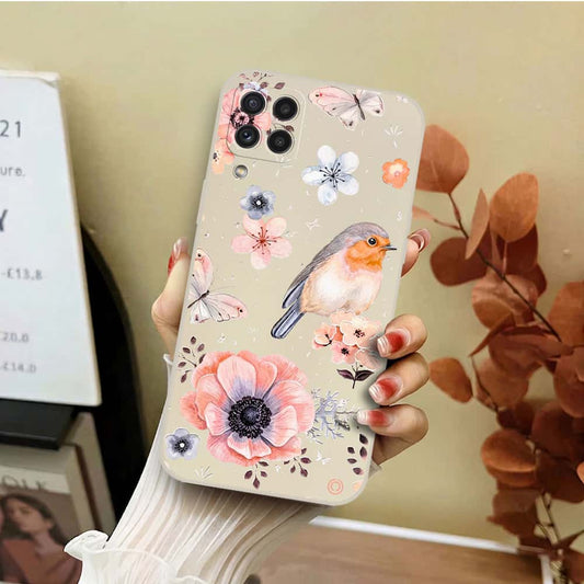 Samsung Galaxy A23 Cover - Off White - D1 - ONation Nature Floral Series - HQ Liquid Silicone Soft Case