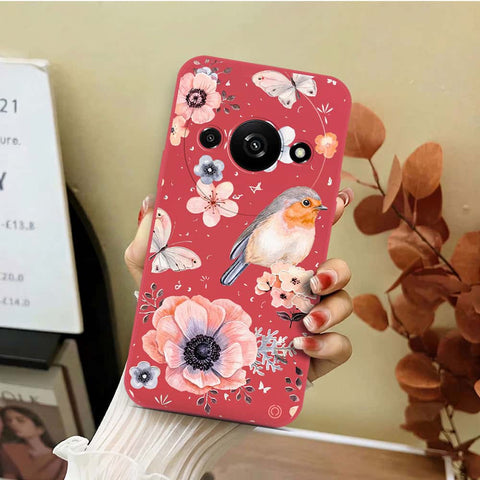 Xiaomi Redmi A3 Cover - Red - D1 - ONation Nature Floral Series - HQ Liquid Silicone Soft Case