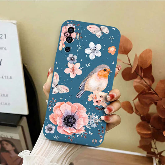 Vivo S10e Cover - Blue - D1 - ONation Nature Floral Series - HQ Liquid Silicone Soft Case