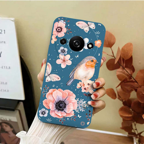 Xiaomi Redmi A3 Cover - Blue - D1 - ONation Nature Floral Series - HQ Liquid Silicone Soft Case
