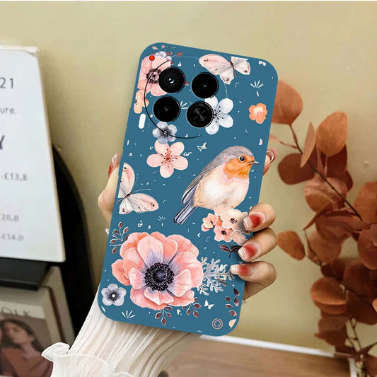 Tecno Camon 30 Cover - Blue - D1 - ONation Nature Floral Series - HQ Liquid Silicone Soft Case