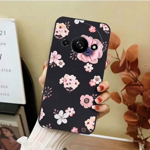 Xiaomi Redmi A3 Cover - Black - D2 - ONation Nature Floral Series - HQ Liquid Silicone Soft Case