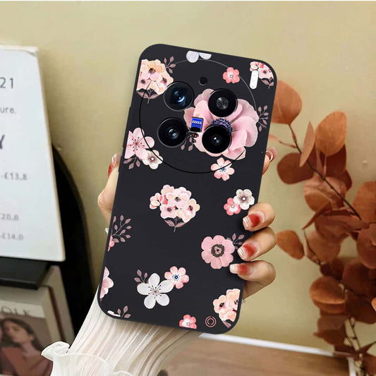 Vivo X200 Pro Cover - Black - D2 - ONation Nature Floral Series - HQ Liquid Silicone Soft Case
