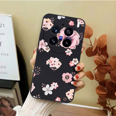 Vivo X200 Pro Cover - Black - D2 - ONation Nature Floral Series - HQ Liquid Silicone Soft Case
