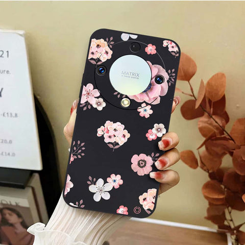 Honor Magic 5 Lite Cover - Black - D2 - ONation Nature Floral Series - HQ Liquid Silicone Soft Case