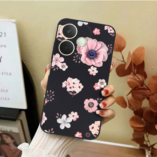 Oppo A5 Pro 4G Cover - Black - D2 - ONation Nature Floral Series - HQ Liquid Silicone Soft Case