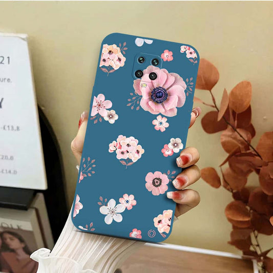 Xiaomi Redmi Note 9 Pro Cover - Blue - D2 - ONation Nature Floral Series - HQ Liquid Silicone Soft Case