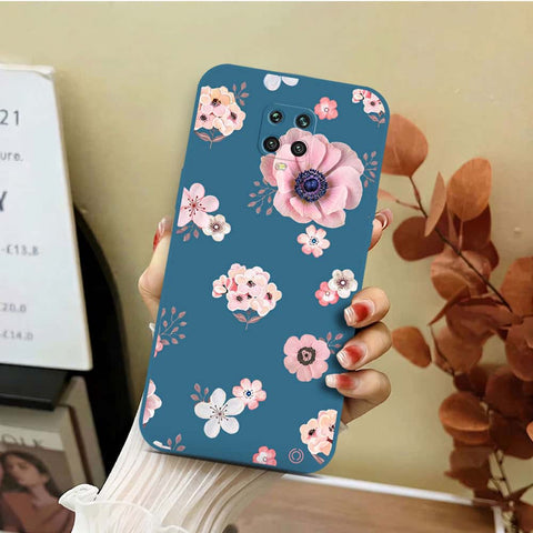 Xiaomi Redmi Note 9 Pro Cover - Blue - D2 - ONation Nature Floral Series - HQ Liquid Silicone Soft Case