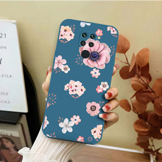 Xiaomi Redmi 10X 4G Cover - Blue - D2 - ONation Nature Floral Series - HQ Liquid Silicone Soft Case