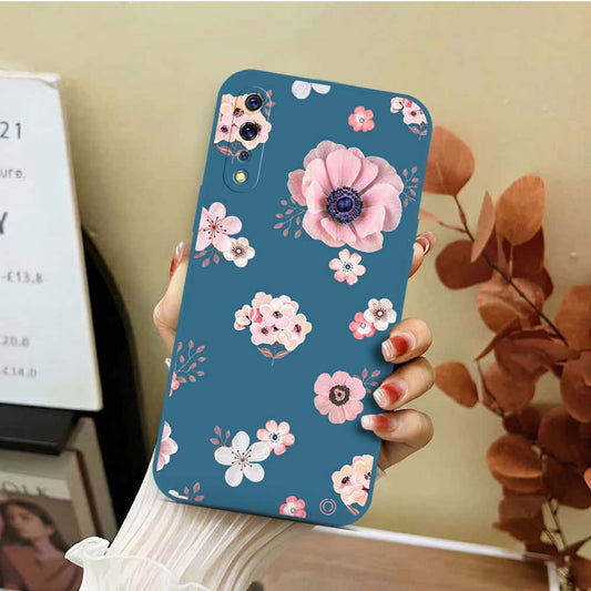Vivo S1 Cover - Blue - D2 - ONation Nature Floral Series - HQ Liquid Silicone Soft Case