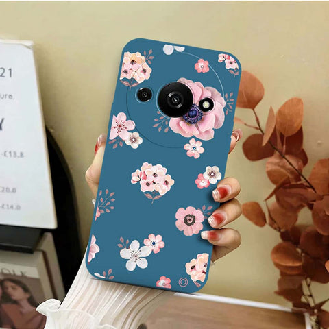Xiaomi Redmi A3 Cover - Blue - D2 - ONation Nature Floral Series - HQ Liquid Silicone Soft Case