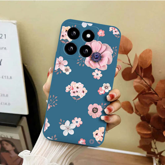 Xiaomi 14 Cover - Blue - D2 - ONation Nature Floral Series - HQ Liquid Silicone Soft Case