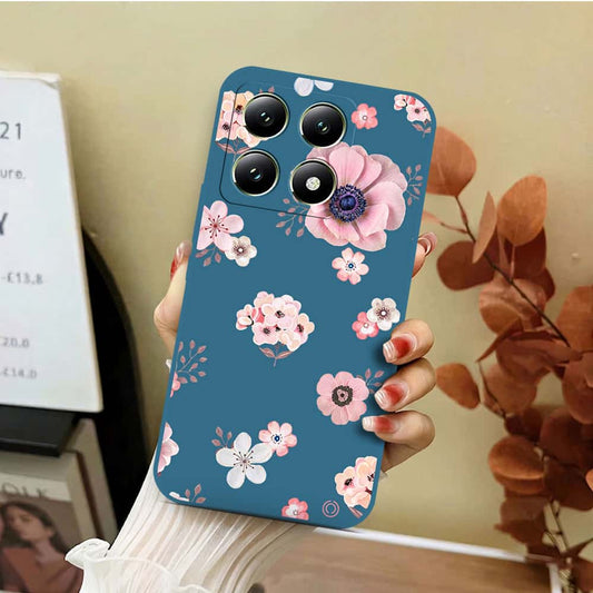 Xiaomi 14T Pro Cover - Blue - D2 - ONation Nature Floral Series - HQ Liquid Silicone Soft Case