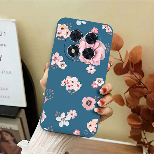 Xiaomi Redmi Note 14 Pro Plus 5G Cover - Blue - D2 - ONation Nature Floral Series - HQ Liquid Silicone Soft Case