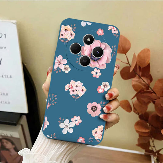 Xiaomi Redmi 14C Cover - Blue - D2 - ONation Nature Floral Series - HQ Liquid Silicone Soft Case