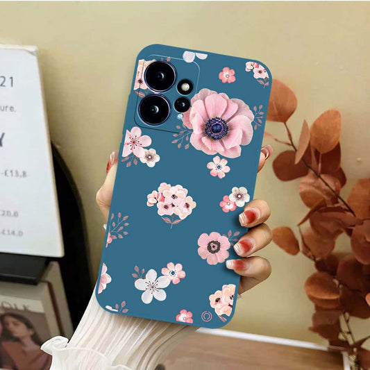 Xiaomi Redmi Note 12 4G Cover - Blue - D2 - ONation Nature Floral Series - HQ Liquid Silicone Soft Case