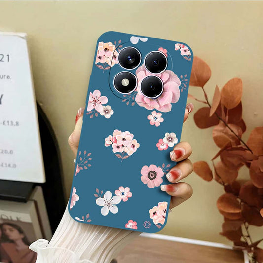 Xiaomi Redmi Note 14 Pro 4G Cover - Blue - D2 - ONation Nature Floral Series - HQ Liquid Silicone Soft Case