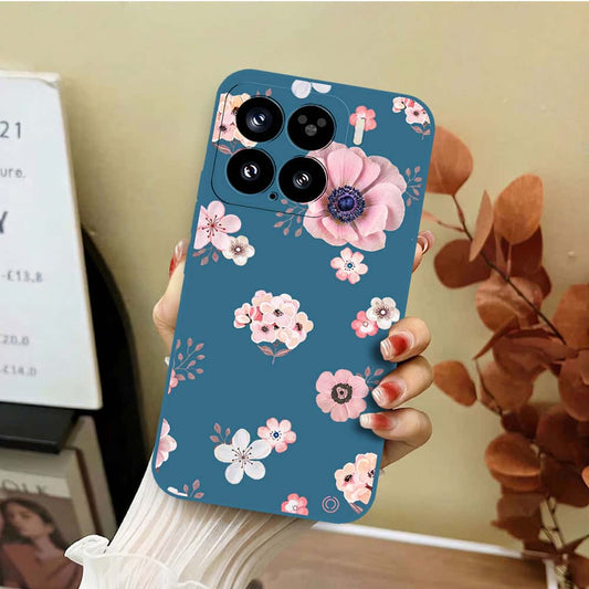 Xiaomi 15 Cover - Blue - D2 - ONation Nature Floral Series - HQ Liquid Silicone Soft Case
