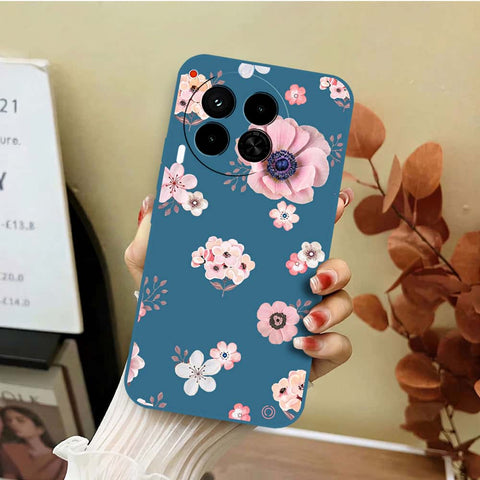 Tecno Camon 30 Cover - Blue - D2 - ONation Nature Floral Series - HQ Liquid Silicone Soft Case
