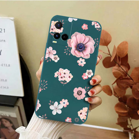 Vivo Y21s Cover - Dark Green - D2 - ONation Nature Floral Series - HQ Liquid Silicone Soft Case