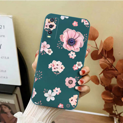 Vivo Y20 Cover - Dark Green - D2 - ONation Nature Floral Series - HQ Liquid Silicone Soft Case