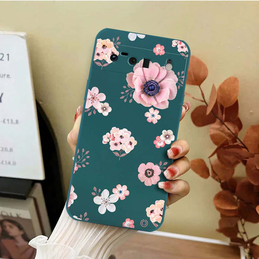 Google Pixel 6 Cover - Dark Green - D2 - ONation Nature Floral Series - HQ Liquid Silicone Soft Case