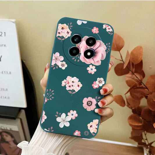 Realme 13 Pro Cover - Dark Green - D2 - ONation Nature Floral Series - HQ Liquid Silicone Soft Case