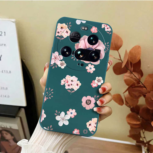 Xiaomi 15 Ultra Cover - Dark Green - D2 - ONation Nature Floral Series - HQ Liquid Silicone Soft Case