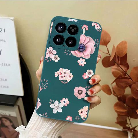 Xiaomi 15 Cover - Dark Green - D2 - ONation Nature Floral Series - HQ Liquid Silicone Soft Case